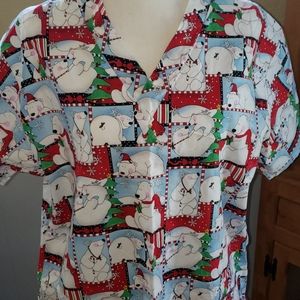 Holiday Scrub Top